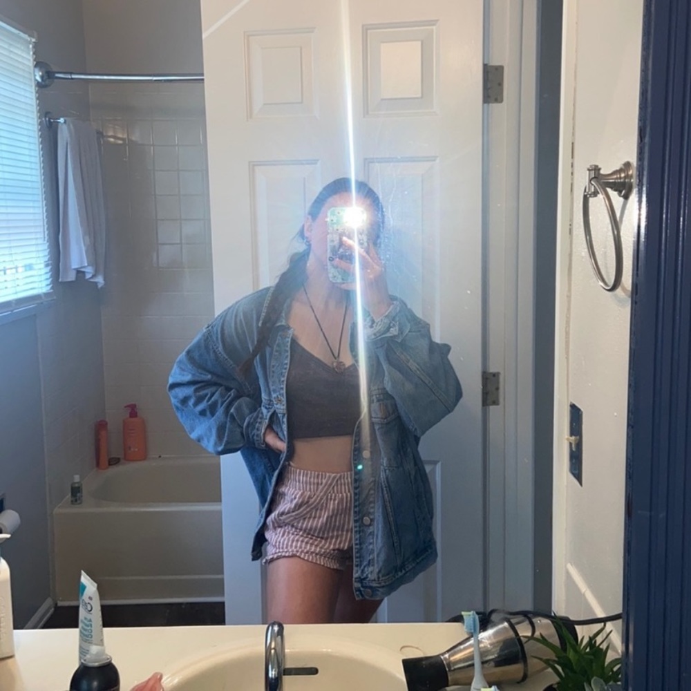 Pink striped shorts